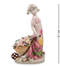 Статуэтка из фарфора Девочка с тележкой цветов