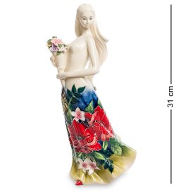Статуэтка из фарфора Девушка с букетом в платье с цветами