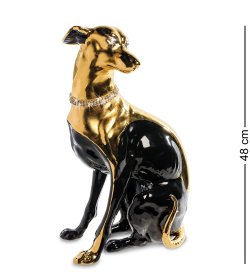 Статуэтка Черный Грейхаунд сидячий с кристаллами Сваровски