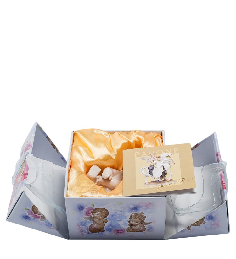 Статуэтка из фарфора Маленький Амурчик Сидит Pavone JP-09/ 10, фотография в упаковке