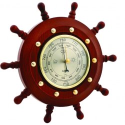 Барометр в виде штурвал, диаметр 21 см, 10 ручек