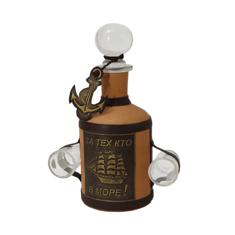 Бутыль для водки с рюмками За тех кто в море Студия Маро ВП-14