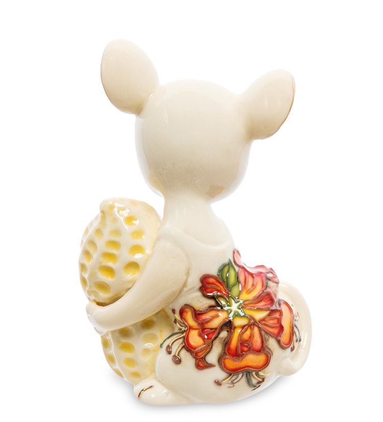 Статуэтка из фарфора Мышка с орешком Pavone JP-121/ 7, фотография со спины