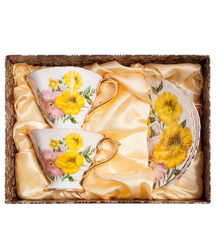 Набор для чая на 2 персоны из фарфора Дольче Вита Pavone AS-84, фотография в упаковке