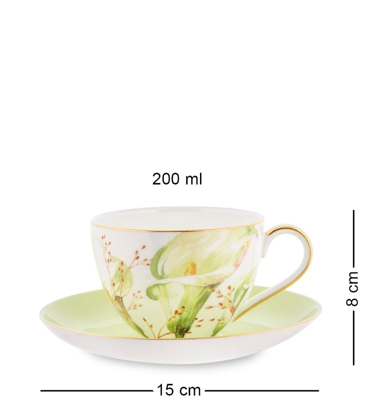 Чайный набор на 4 персоны из фарфора Калла Pavone JK- 73, фотография чайной пары