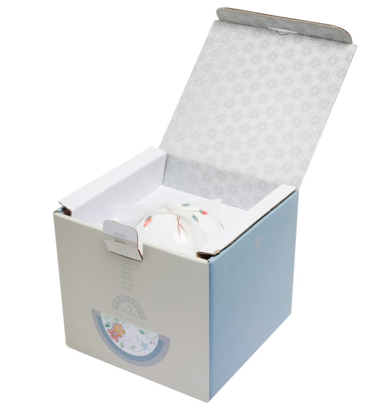 Чайная пара с чайником из фарфора Райская птица, ручная роспись Pavone JS-27, фотография в упаковке