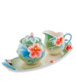 Набор сахарница и молочник из фарфора Мальва