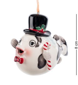 Подвесная статуэтка из керамики Белая Рыбка в шляпке