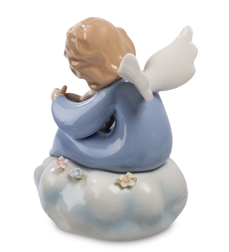 Музыкальная статуэтка из керамики Ангелочек с лирой Pavone CMS-11/18, фотография со спины