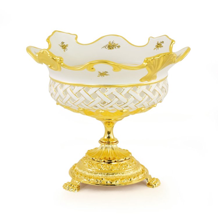 Ваза-чаша на ножке из керамики коллекция Fiori Gold Migliore De Luxe 27514