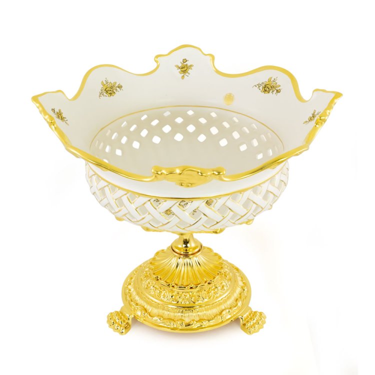 Ваза-чаша на ножке из керамики коллекция Fiori Gold Migliore De Luxe 27514, фотография сверху