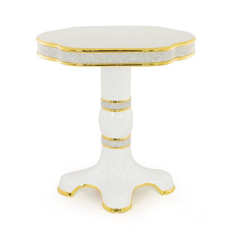 Белый стол из керамики со Swarovski коллекция Dubai Migliore De Luxe 27492