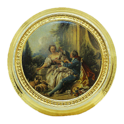 Круглое Панно в стиле барокко Буше кремовое с золотой отделкой