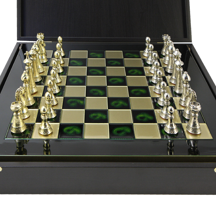 Шахматы на зеленой доске Греко-Романский Период Manopoulos MP-S-33-44-GRE, вид профиль