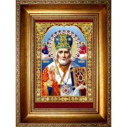 Икона с кристаллами Swarovski - Николай Чудотворец