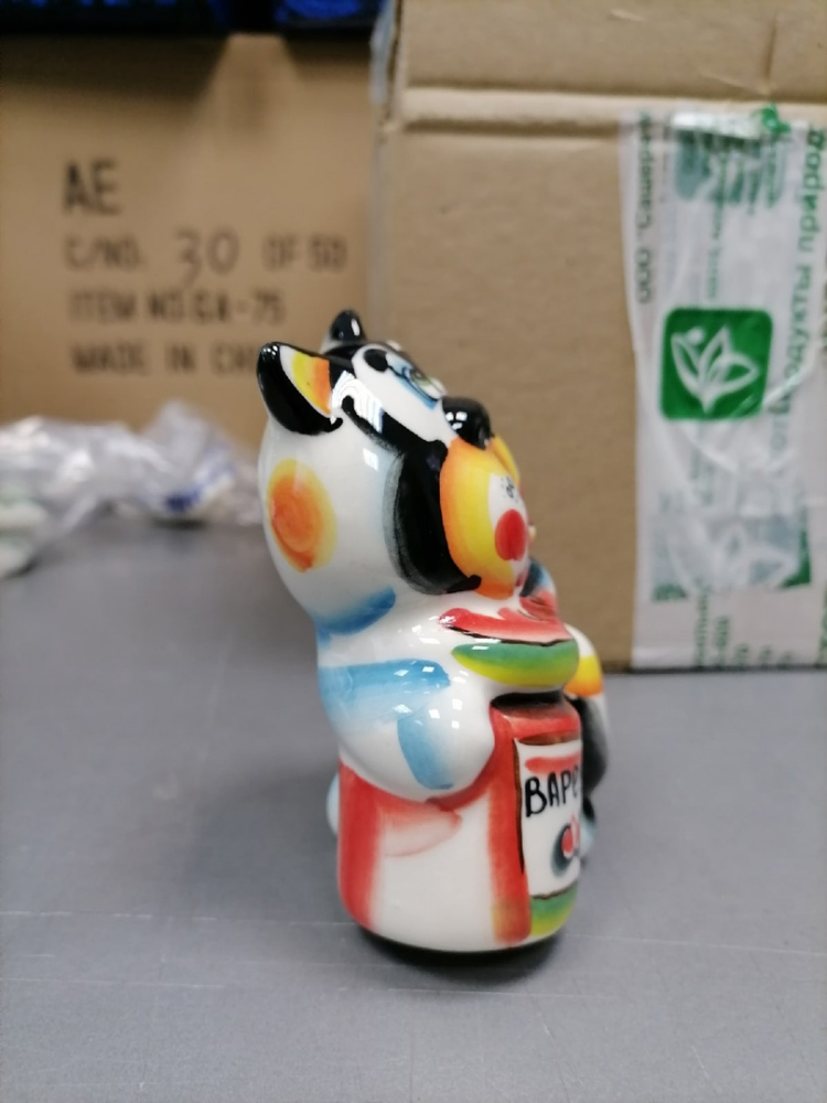 Фигурка Кот Сластена Цветная гжель ГЛ-196, фото со склада вид профиль