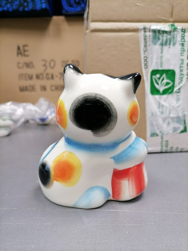 Фигурка Кот Сластена Цветная гжель ГЛ-196, фото со склада оборотная сторона