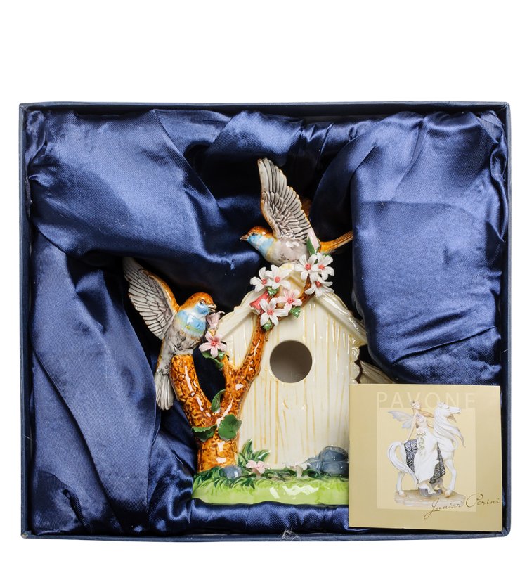 Статуэтка из фарфора Домик с птичками Pavone JP-23/ 4, фотография в  упаковке
