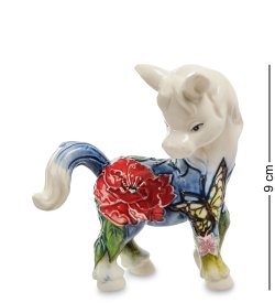Статуэтка из фарфора Лошадка с бабочкой и цветами
