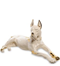 Статуэтка Белый Немецкий дог с кристаллами Сваровски