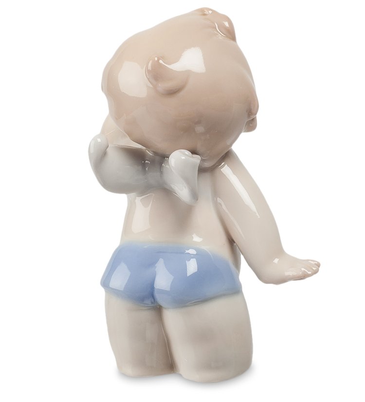 Статуэтка из фарфора Маленький Амурчик с пальцем у лица Pavone JP-09/ 11, фотография со спины