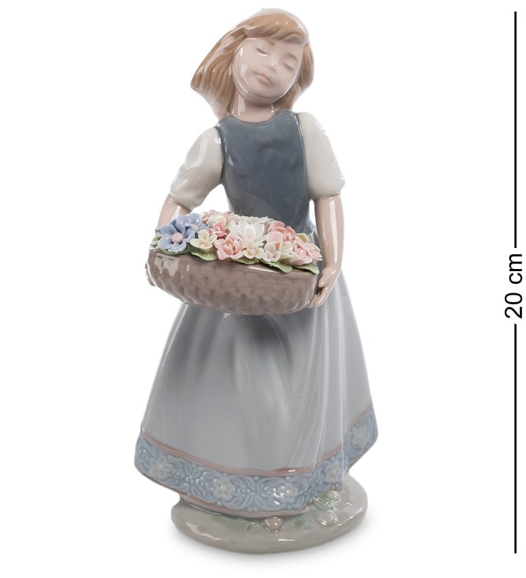 Статуэтка из фарфора Девочка с корзиной цветов в руках Pavone CMS-20/25