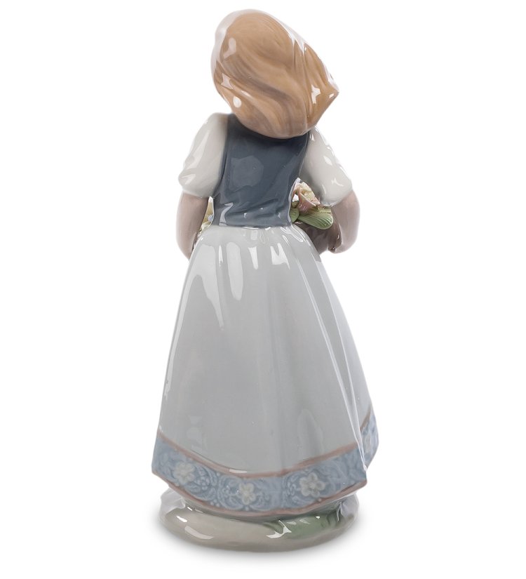 Статуэтка из фарфора Девочка с корзиной цветов в руках Pavone CMS-20/25, фотография со спины