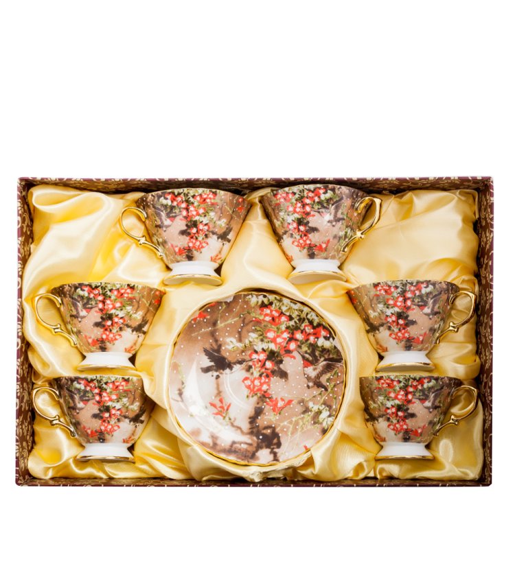 Чайный набор из фарфора на 6 персон Дольче Вита Pavone AS-61, фотография в упаковке