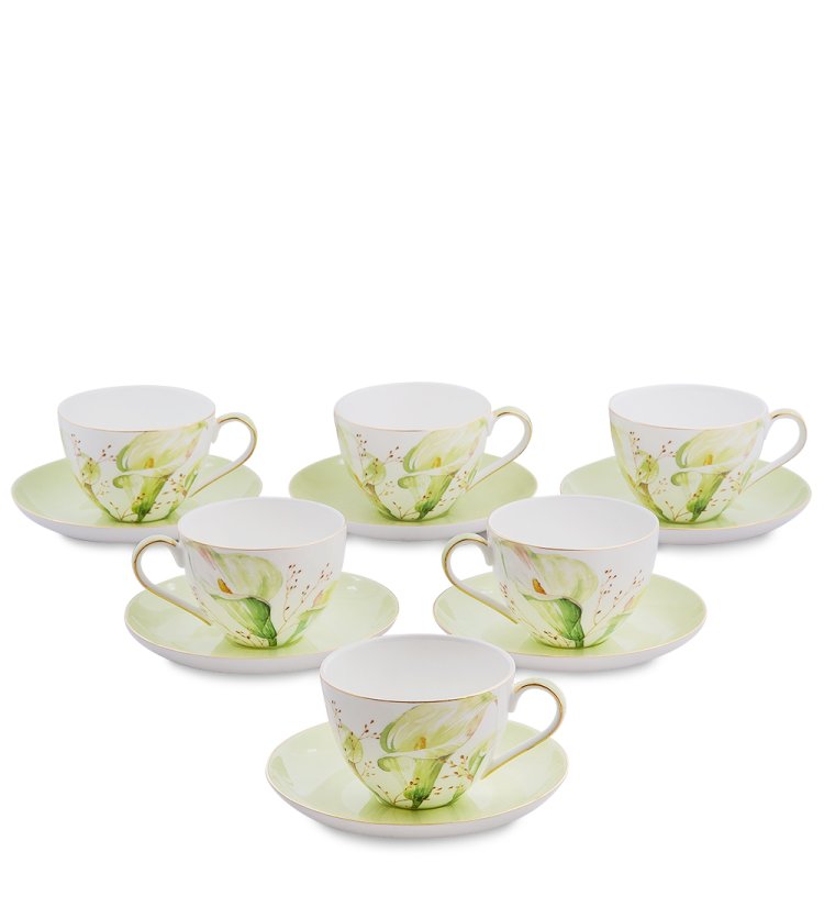 Чайный набор на 6 персон из фарфора Калла Pavone JK- 74