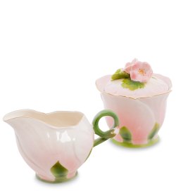 Набор сахарница и молочник из фарфора Герань