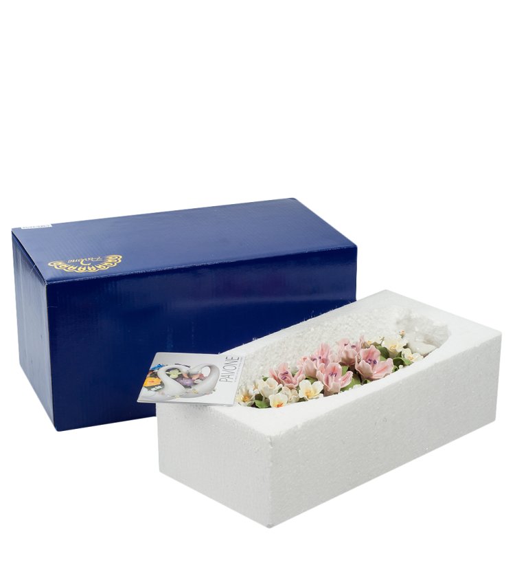 Статуэтка из керамики Лодка с цветами Pavone CMS-33/58, фотография в упаковке