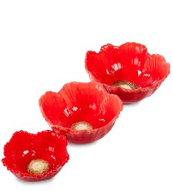 Набор из 3 салатников из фарфора Маки