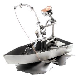 Рыбак в лодке - Фигурка из металла