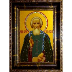 Икона с кристаллами Swarovski - Сергий Радонежский