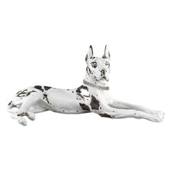 Статуэтка Лежащий дог Белый с платиной
