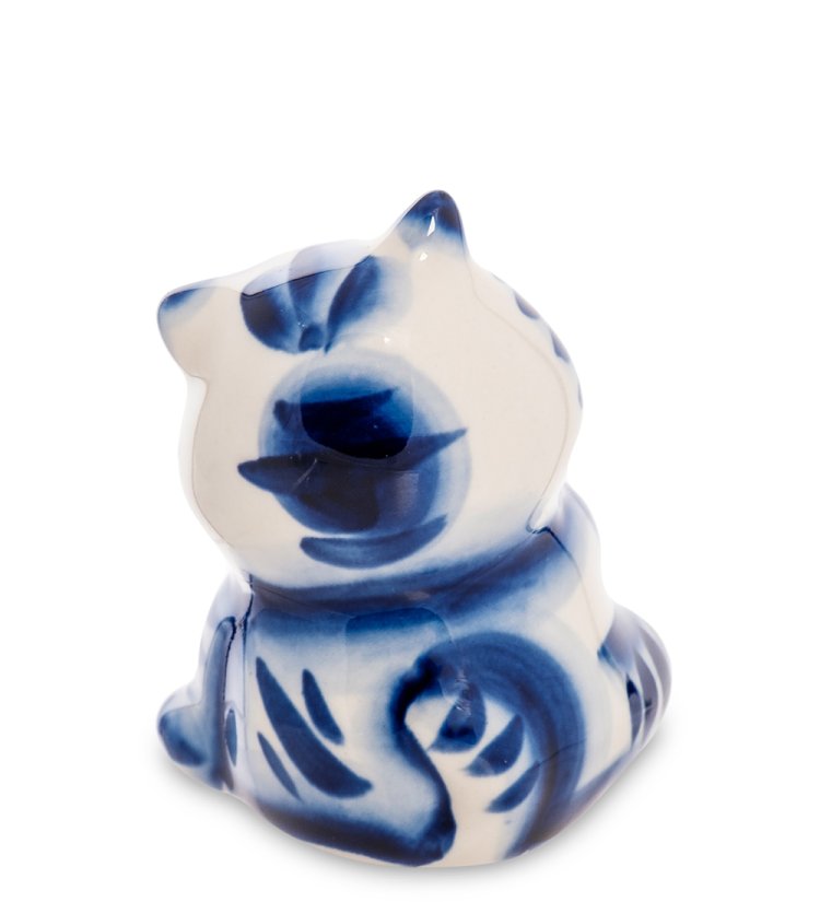 Фигурка Сытый Котик Голубая гжель ГЛ-566, фотография со спины