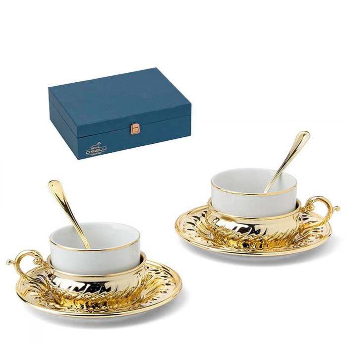 Набор для чая золотые Волны на 2 персоны Chinelli 6207700/01
