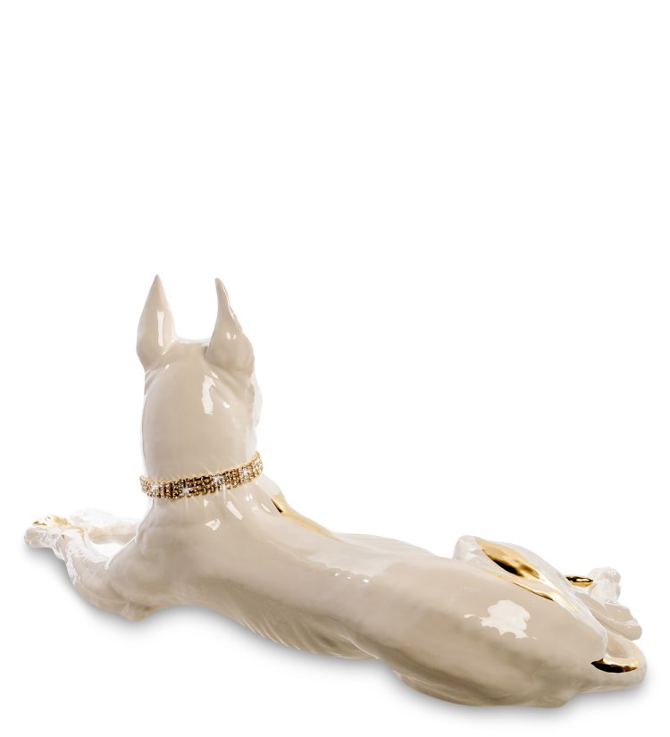 Статуэтка Белый Немецкий дог с золотым декором Ahura, фотография со спины