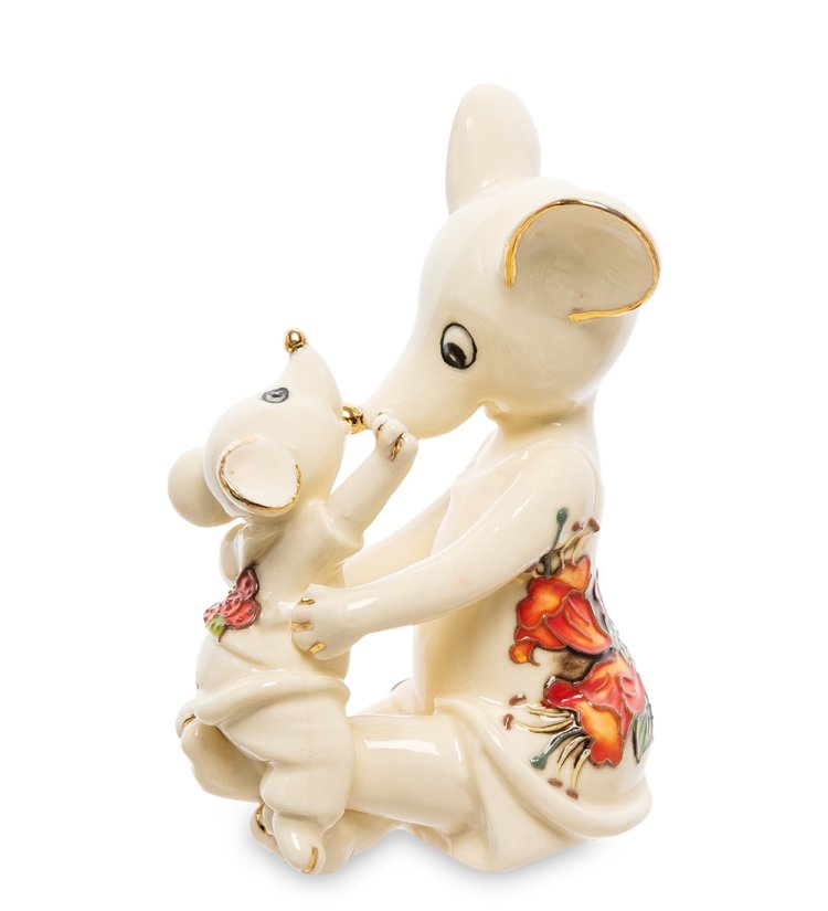 Статуэтка из фарфора Мышь с мышонком Pavone JP-121/10, фотография сбоку