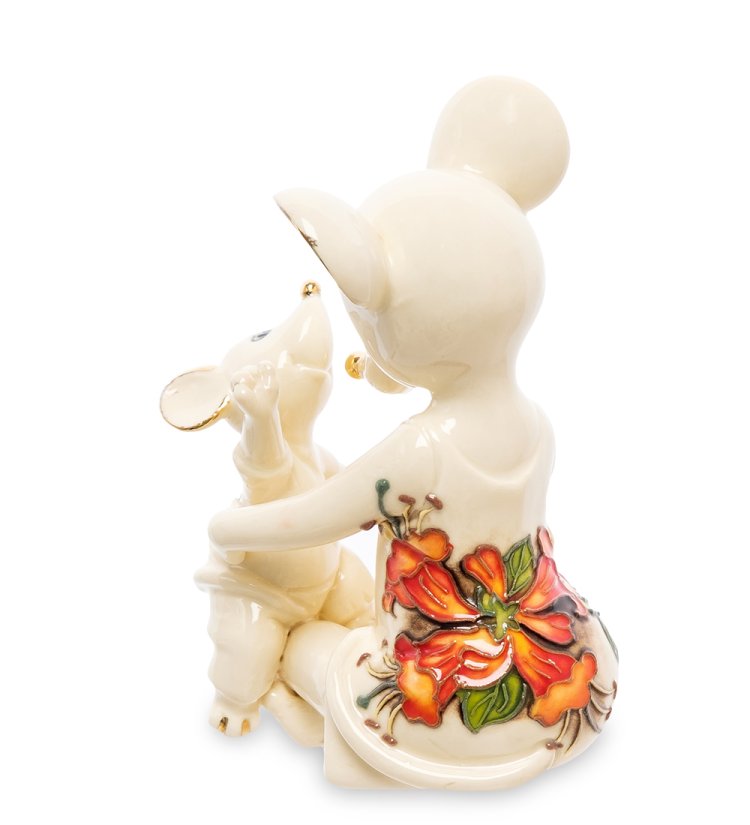 Статуэтка из фарфора Мышь с мышонком Pavone JP-121/10, фотография со спины