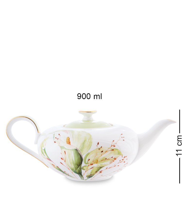 Чайный сервиз на 6 персон из фарфора Калла Pavone JK- 75, фотография чайника