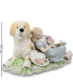 Статуэтка из керамики Девочка с большой собакой