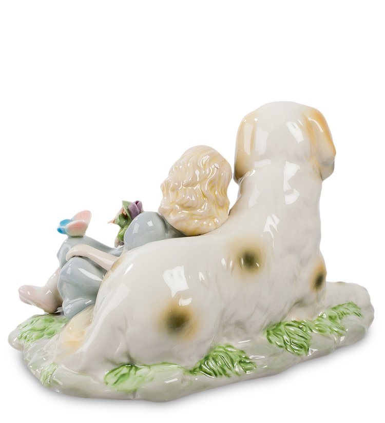 Статуэтка из керамики Девочка с большой собакой Pavone CMS-12/17, фотография со спины