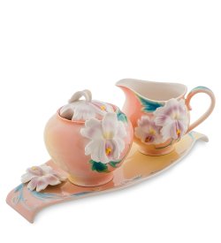 Набор сахарница и молочник из фарфора Сальпиглоссис