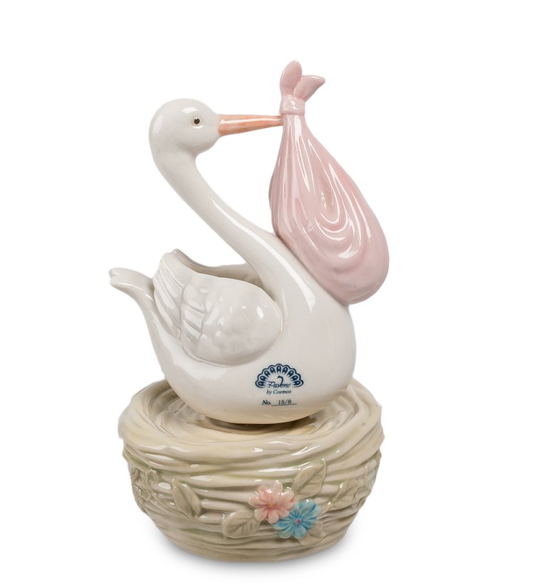 Музыкальная статуэтка Аист С Новорожденным Pavone CMS-15/ 8, фотография сбоку