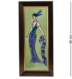 Картина из фарфора Дама в синем платье