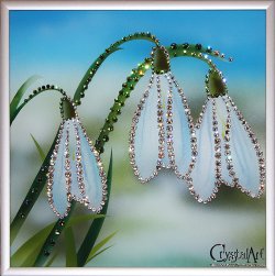 Картина Белые подснежники c кристаллами Swarovski