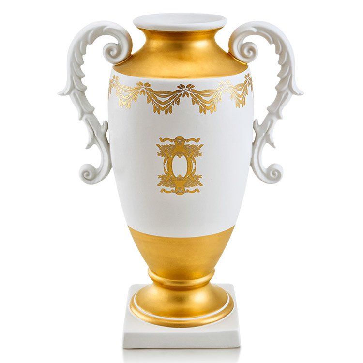 Ваза для цветов Белая с ручками Диана Ahura 1591/1/NEWC3