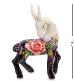 Статуэтка из фарфора Грациозная Коза с красным цветком