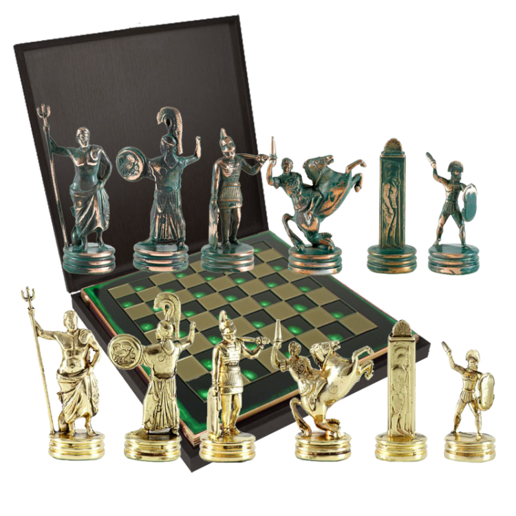 Шахматы на зеленой доске Троянская война Manopoulos MP-S-4-A-36-GRE